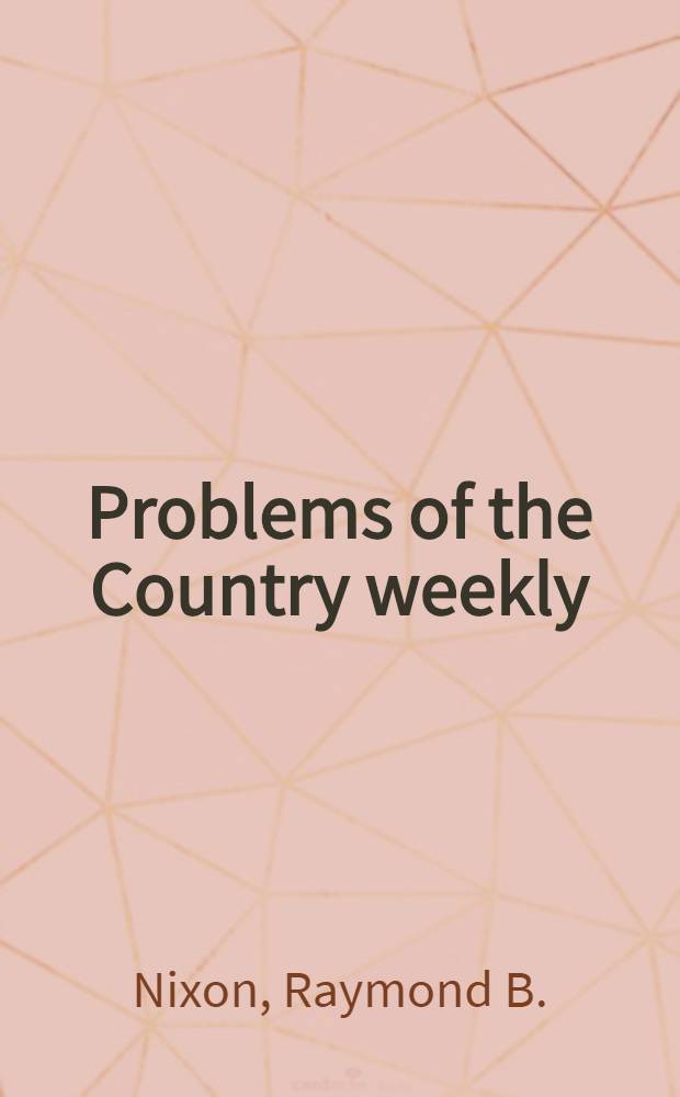 Problems of the Country weekly : Addresses and discussion at the 1930 Georgia press institute, Emory university, Atlanta