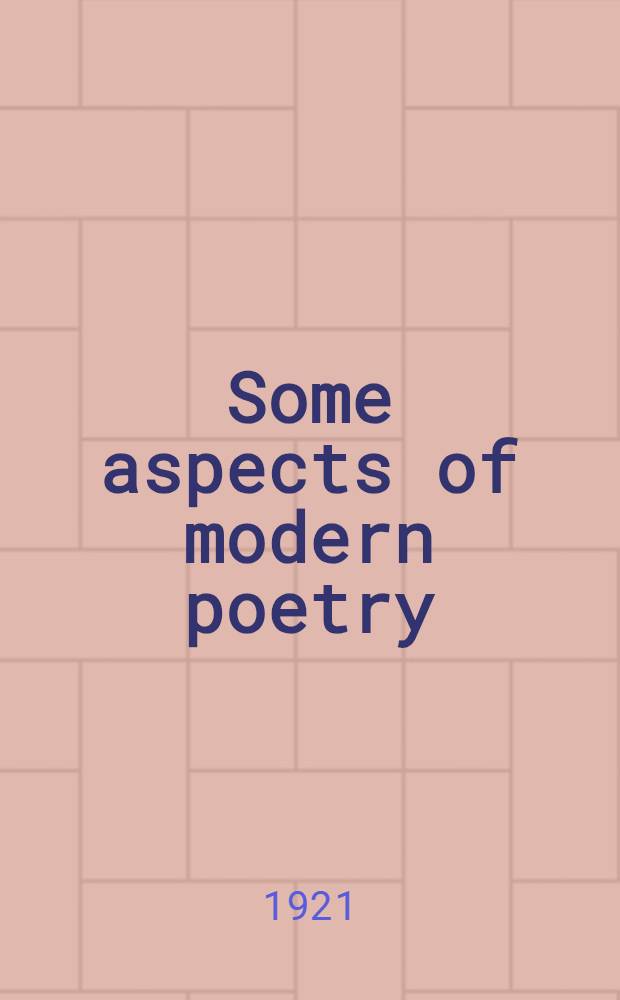 Some aspects of modern poetry