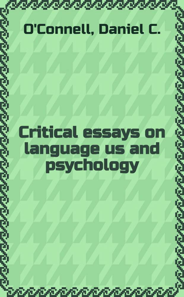 Critical essays on language us and psychology