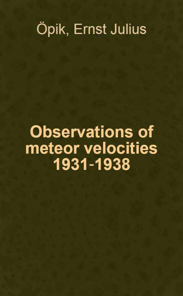 Observations of meteor velocities 1931-1938