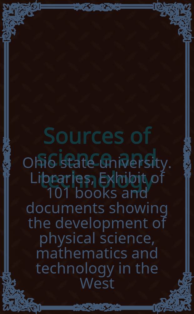 Sources of science and technology : A catalogue