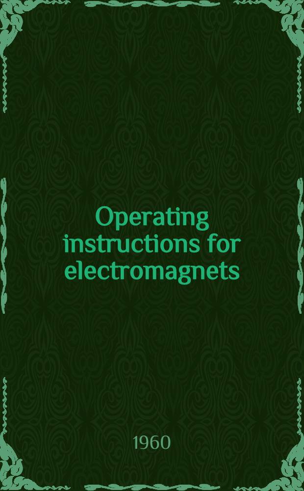 Operating instructions for electromagnets : Series 3B