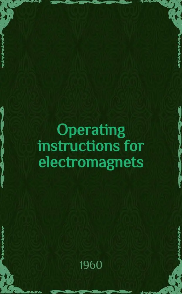 Operating instructions for electromagnets : Series 3B