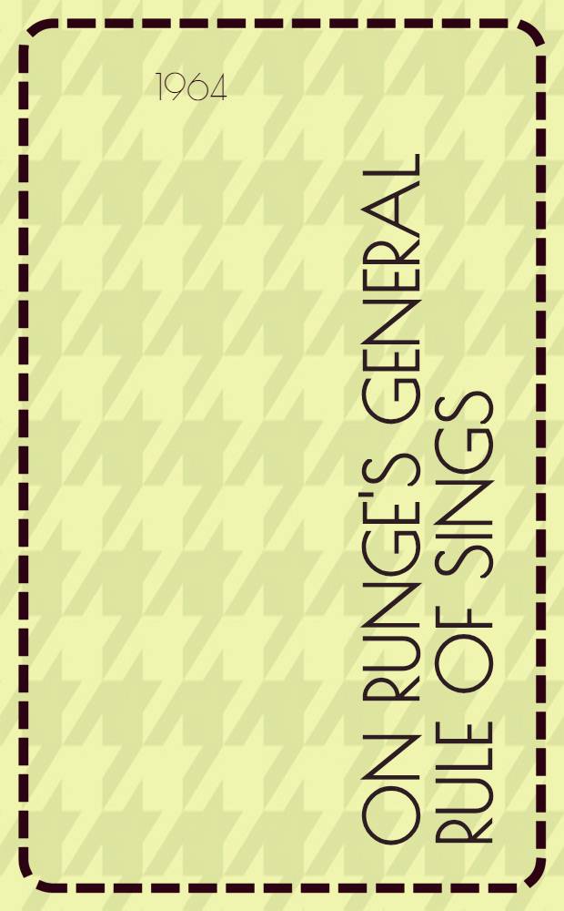 On Runge's general rule of sings