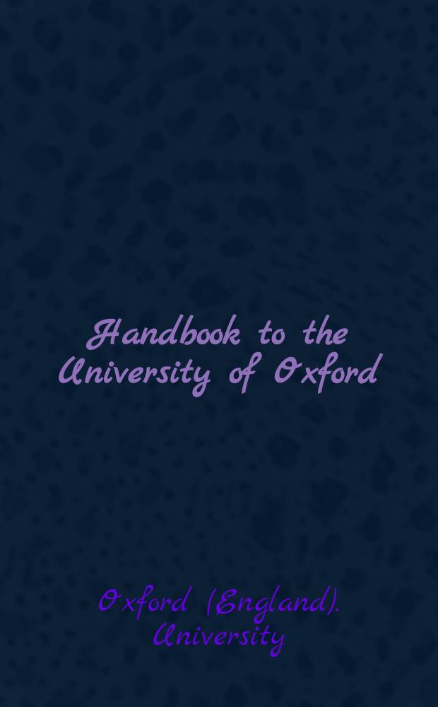 Handbook to the University of Oxford