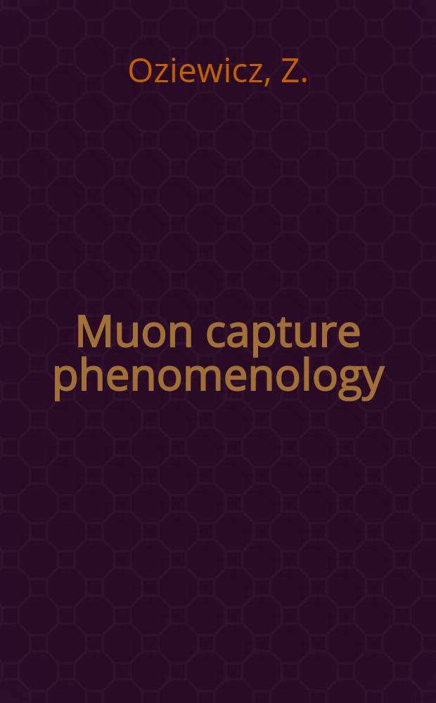 Muon capture phenomenology (spin zero targets)