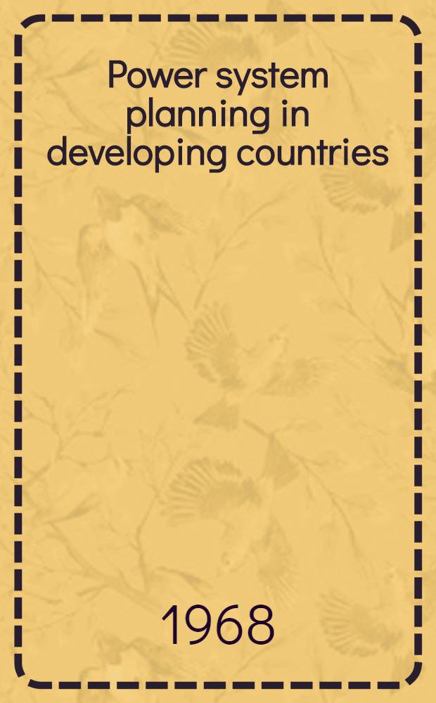 Power system planning in developing countries
