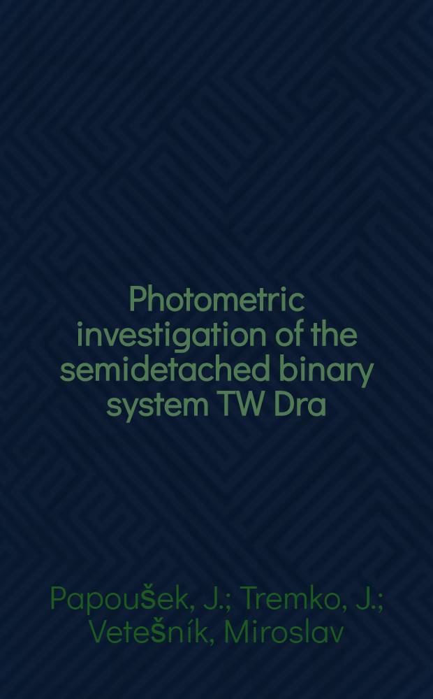 Photometric investigation of the semidetached binary system TW Dra