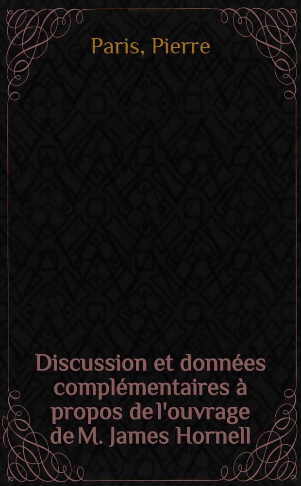 Discussion et données complémentaires à propos de l'ouvrage de M. James Hornell : Watertransport, origins and early evolution, Cambridge univ. press, 1946
