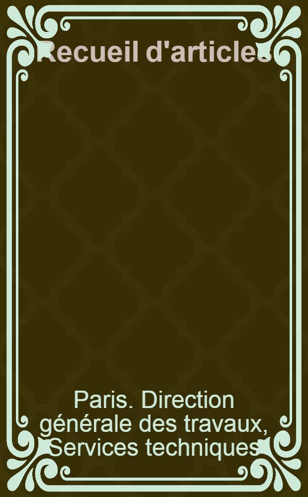 [Recueil d'articles]