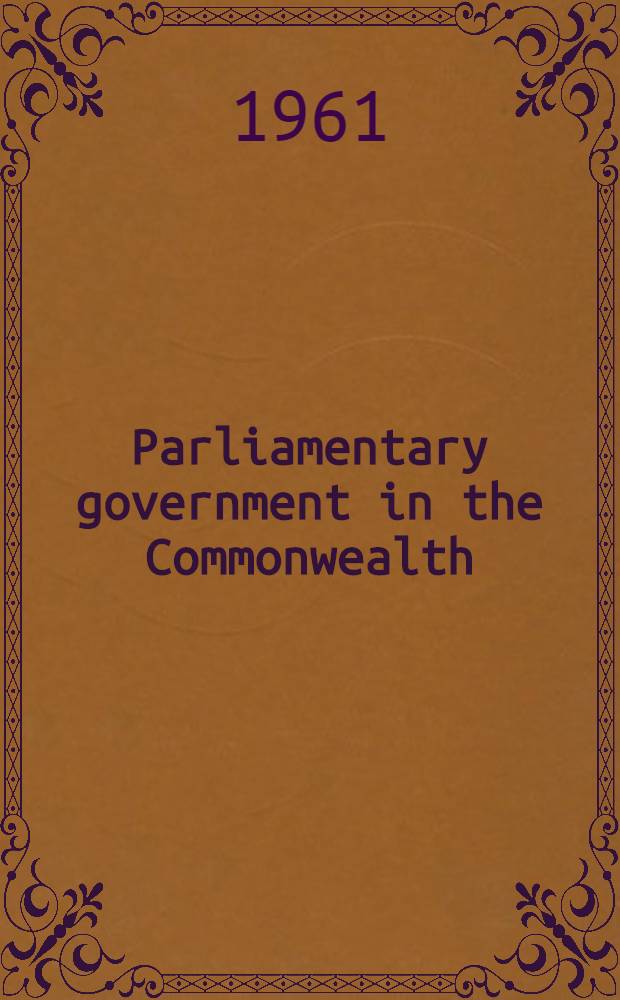 Parliamentary government in the Commonwealth