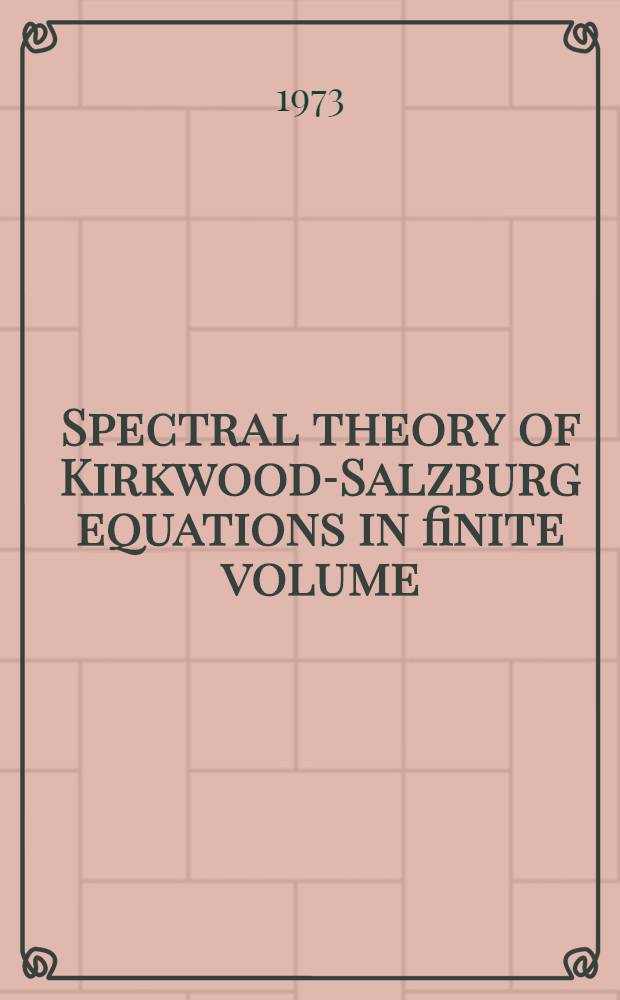 Spectral theory of Kirkwood-Salzburg equations in finite volume