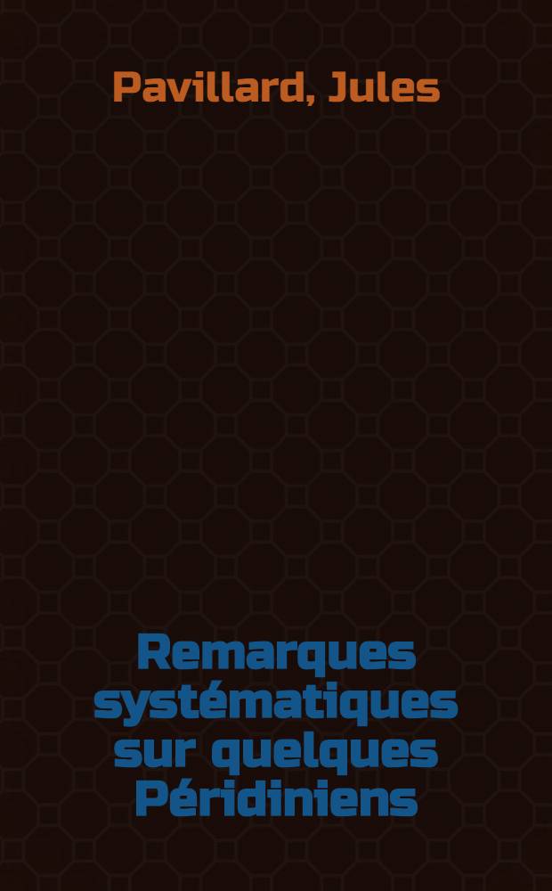 Remarques systématiques sur quelques Péridiniens