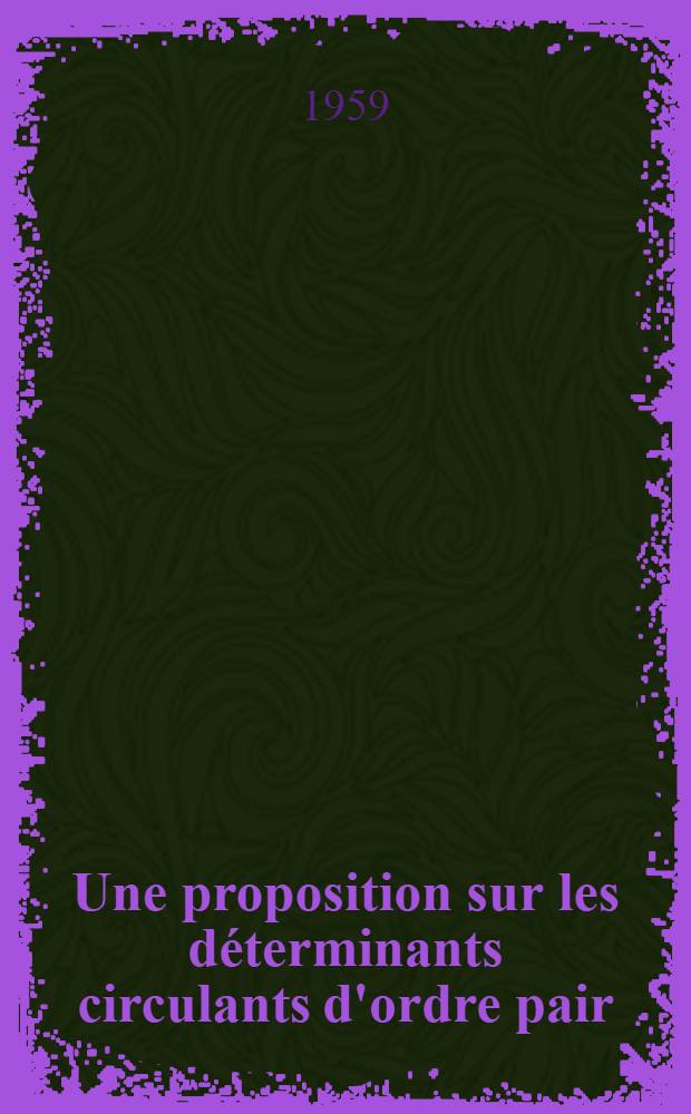 Une proposition sur les déterminants circulants d'ordre pair