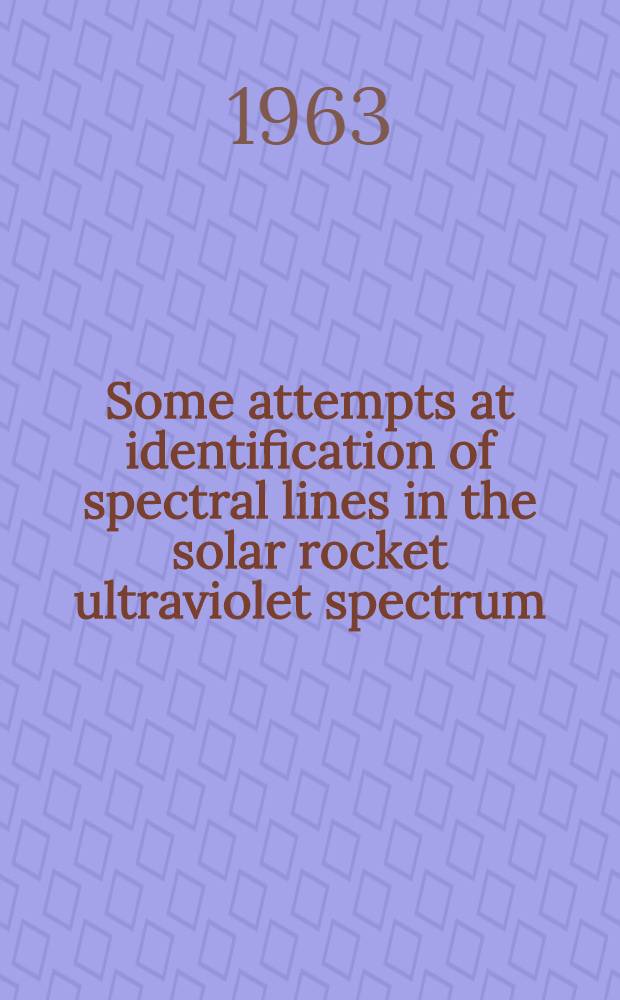 Some attempts at identification of spectral lines in the solar rocket ultraviolet spectrum