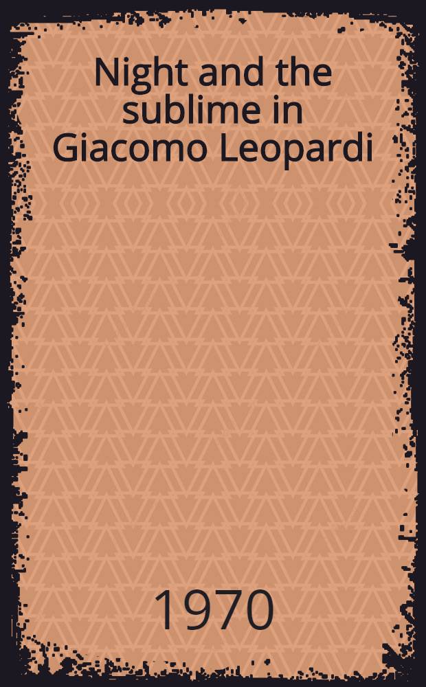Night and the sublime in Giacomo Leopardi