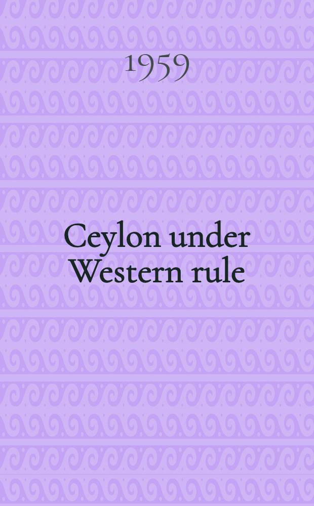 Ceylon under Western rule