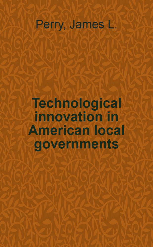 Technological innovation in American local governments : The case of computing