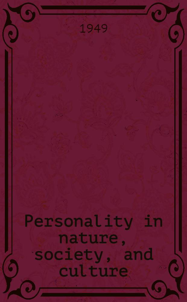 Personality in nature, society, and culture