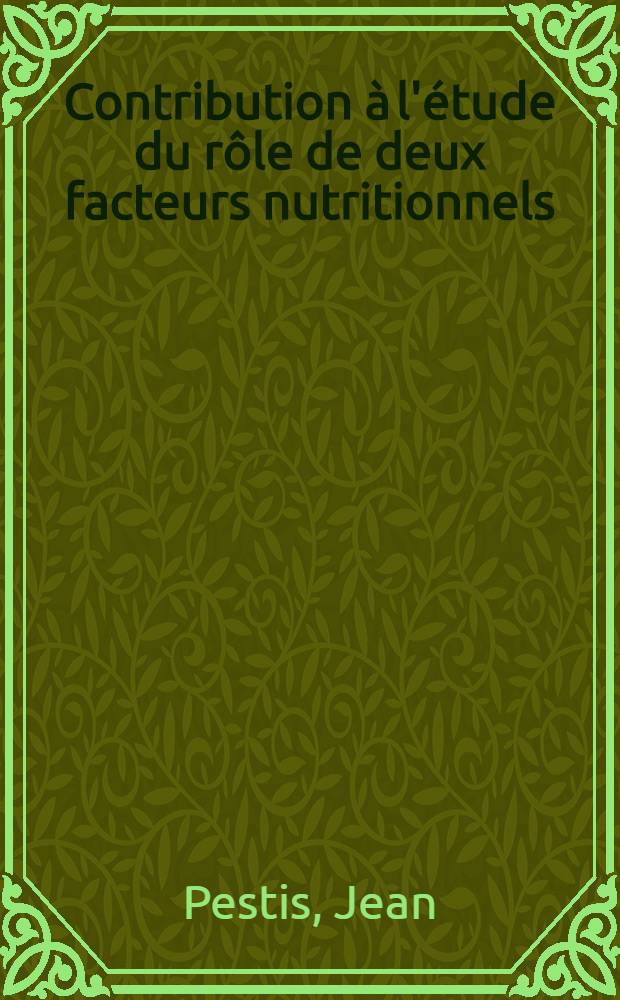 Contribution à l'étude du rôle de deux facteurs nutritionnels (calcium et acide ascorbique) dans le développement et le fonctionnement de l'appareil génital du rat mâle : Thèse ..