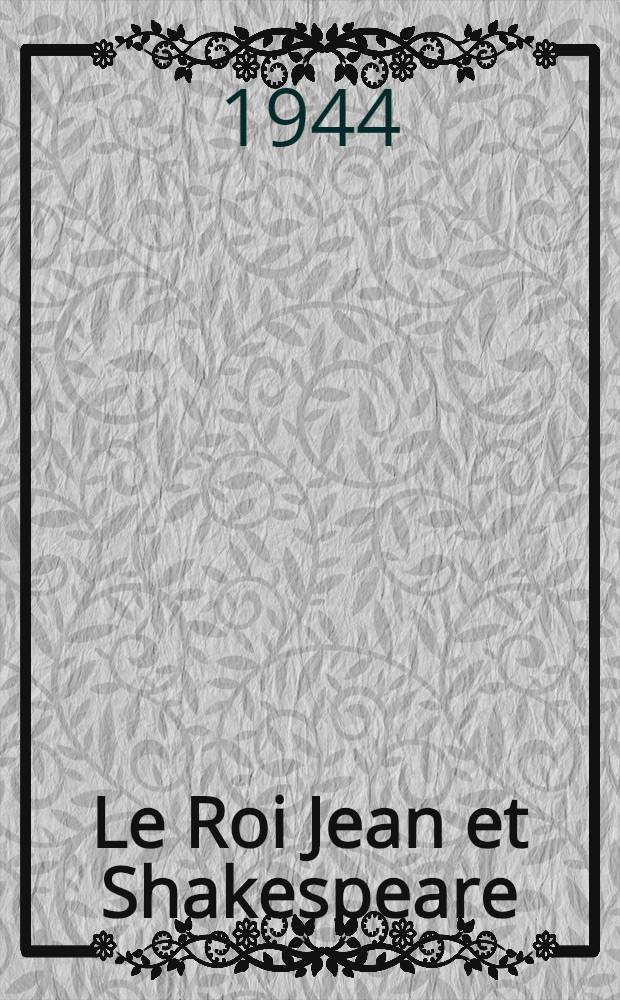 Le Roi Jean et Shakespeare