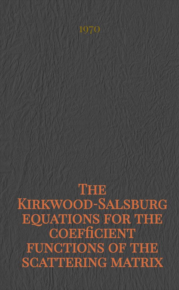 The Kirkwood-Salsburg equations for the coefficient functions of the scattering matrix