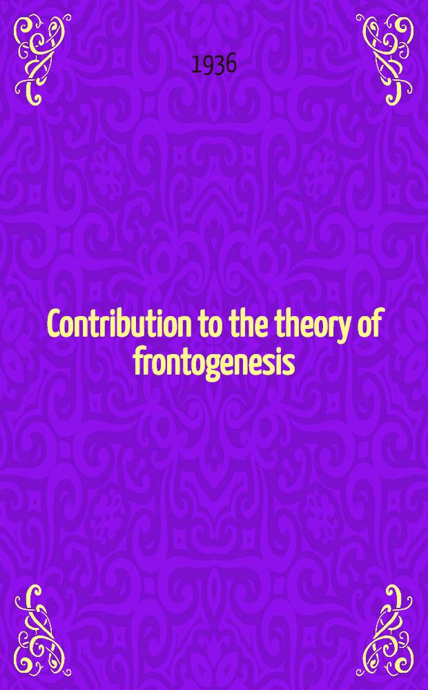 ... Contribution to the theory of frontogenesis