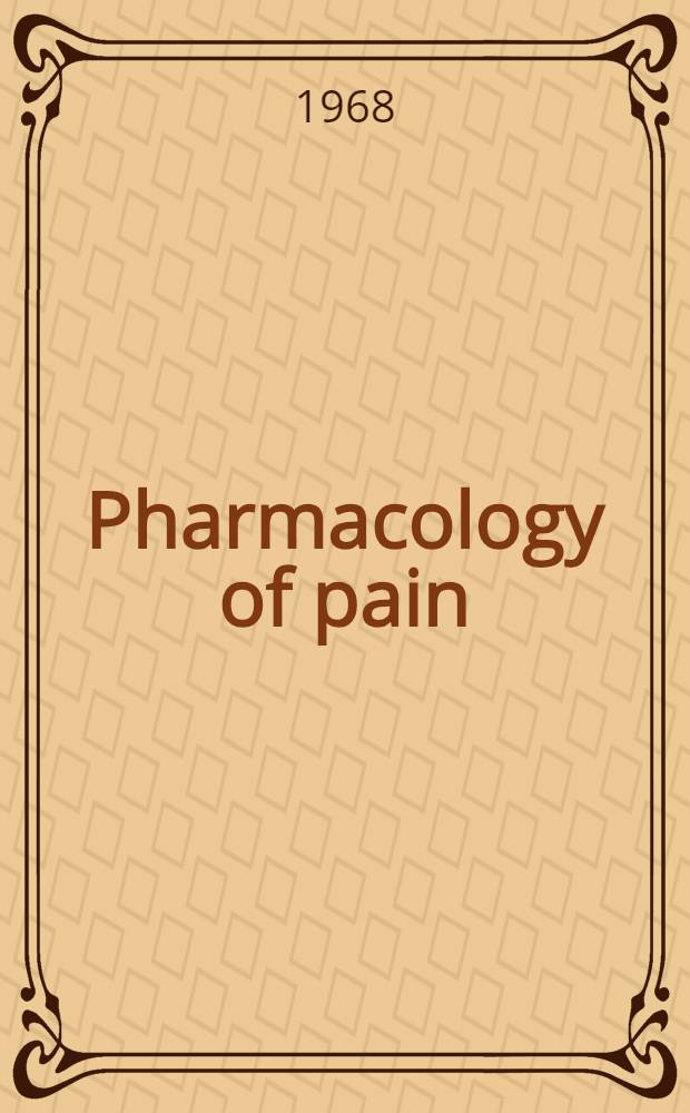 Pharmacology of pain