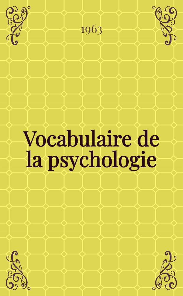 Vocabulaire de la psychologie