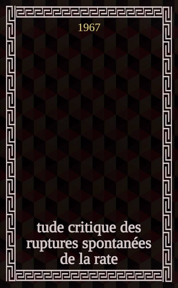 Étude critique des ruptures spontanées de la rate : Thèse ..