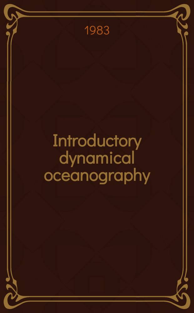 Introductory dynamical oceanography