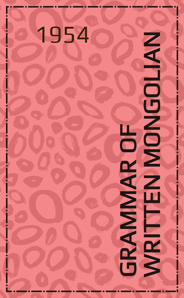 Grammar of written Mongolian