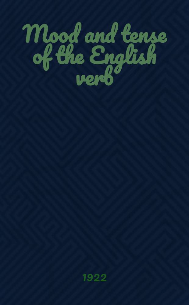 Mood and tense of the English verb