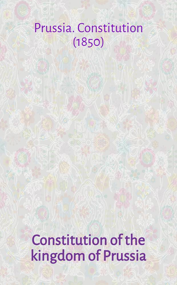 Constitution of the kingdom of Prussia