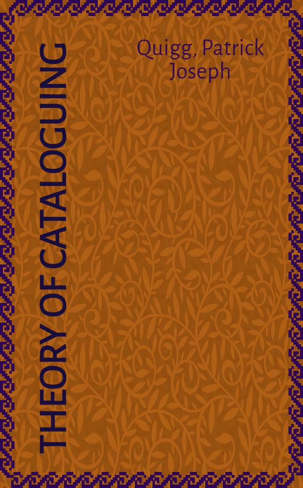 Theory of cataloguing
