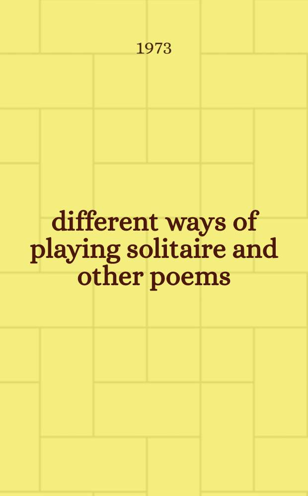 101 different ways of playing solitaire and other poems