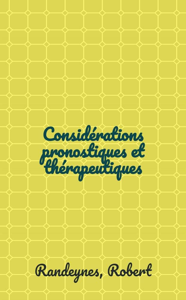 Consid&eacute;rations pronostiques et th&eacute;rapeutiques : &Agrave; propos de 50 cas de thromboang&eacute;ite oblit&eacute;rante : Th&egrave;se ..