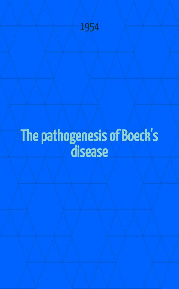 The pathogenesis of Boeck's disease (Sarcoidosis) : Investigations on the significance of foreign bodies, phospholipides and hypersensitivity in the formation of sarcoid tissue