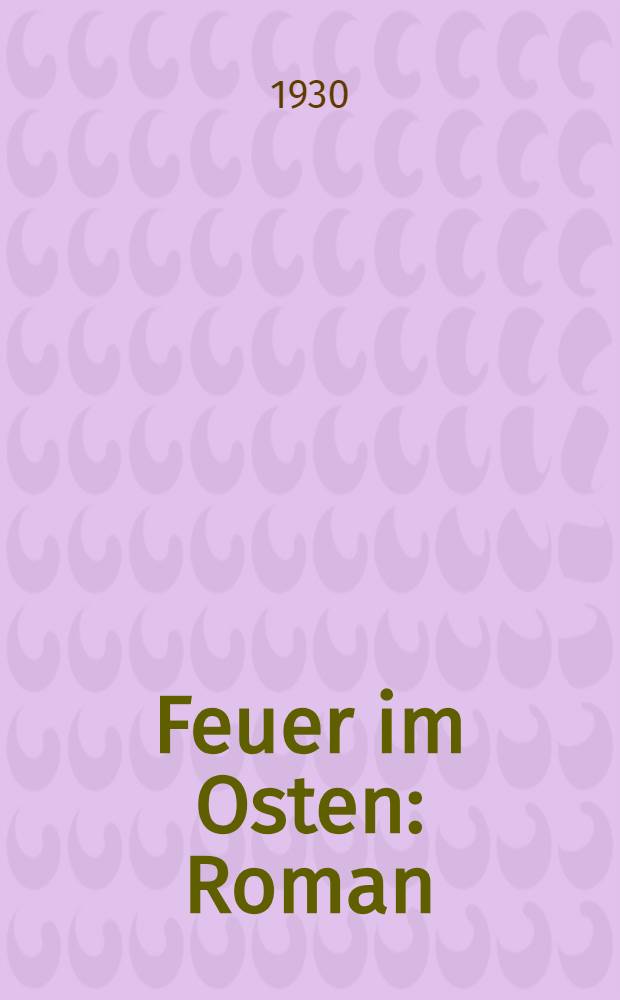 Feuer im Osten : Roman