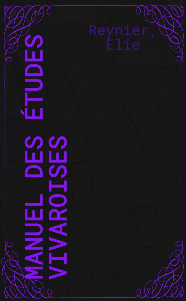 Manuel des études vivaroises