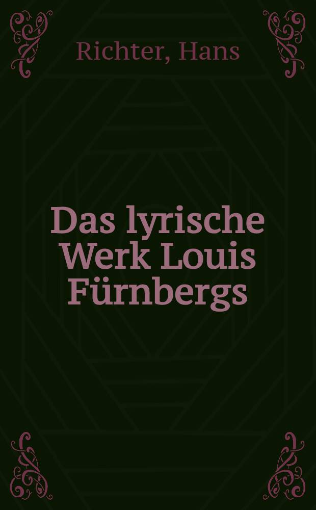 Das lyrische Werk Louis Fürnbergs