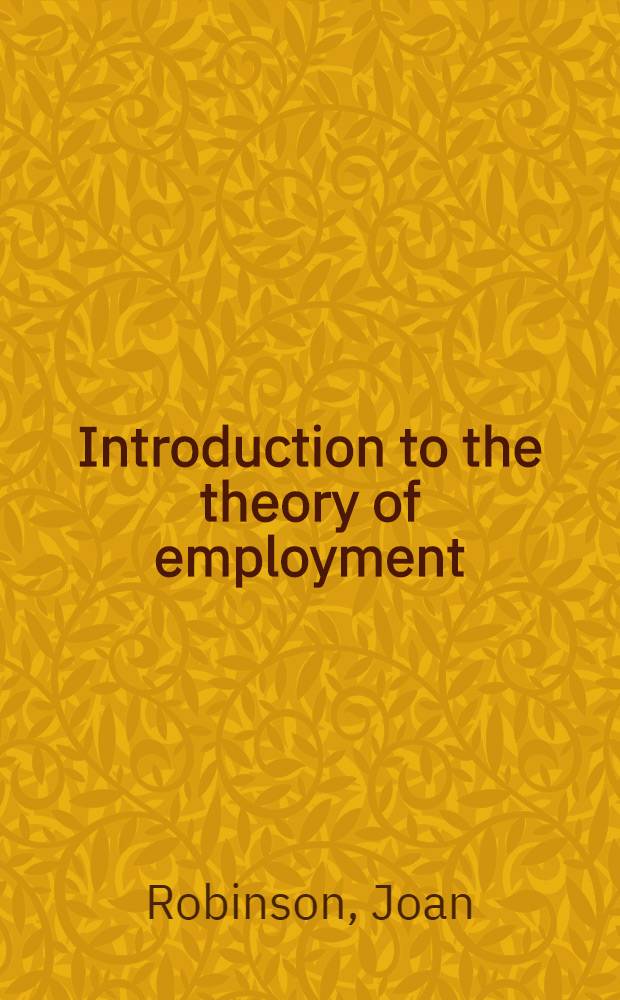 Introduction to the theory of employment
