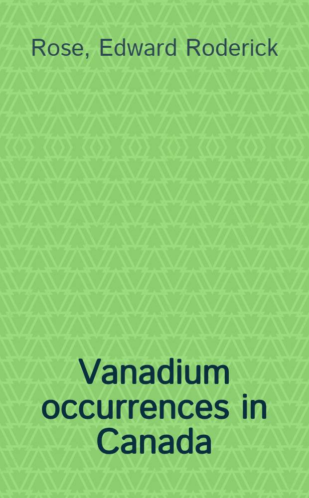 Vanadium occurrences in Canada