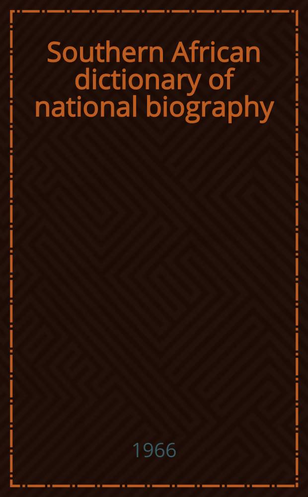 Southern African dictionary of national biography
