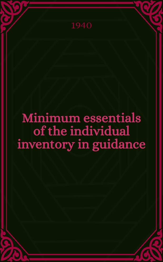 Minimum essentials of the individual inventory in guidance