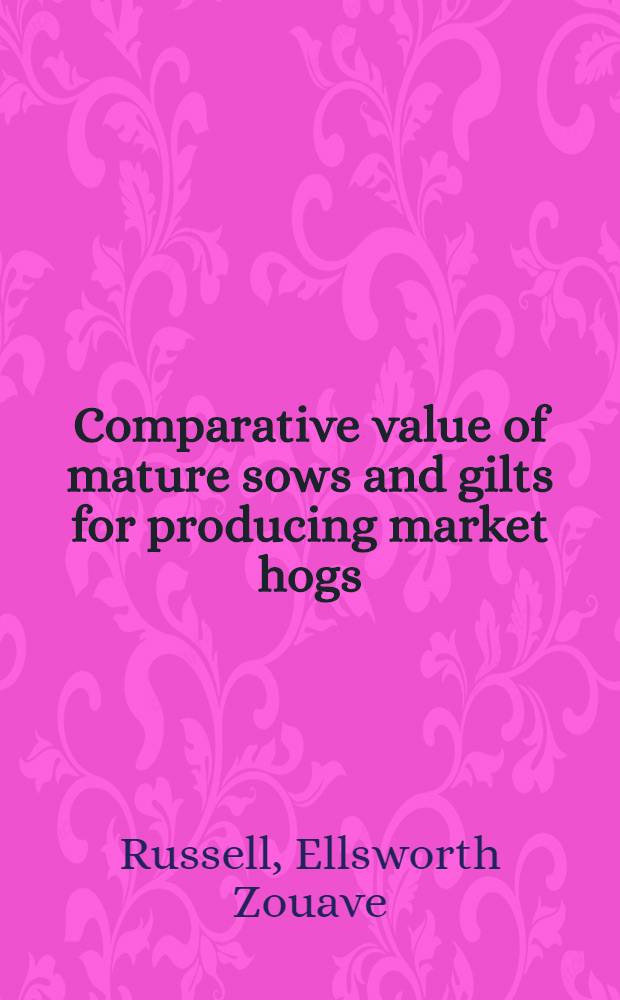 Comparative value of mature sows and gilts for producing market hogs