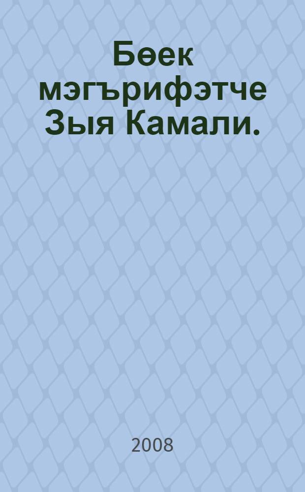 Бөек мэгърифэтче Зыя Камали. (Заман. Шэхес. Мохит. Хатирэлэр) : эссе-истэлек = [Выдающийся просветитель Зия Камали. (Эпоха. Личность. Среда. Воспоминания)]