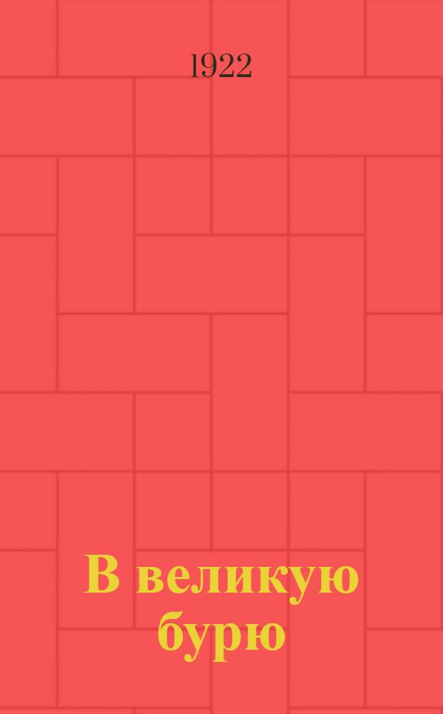 В великую бурю : Ист. роман из времен англ. короля Карла I и Оливера Кромвеля : Для детей ст. возраста