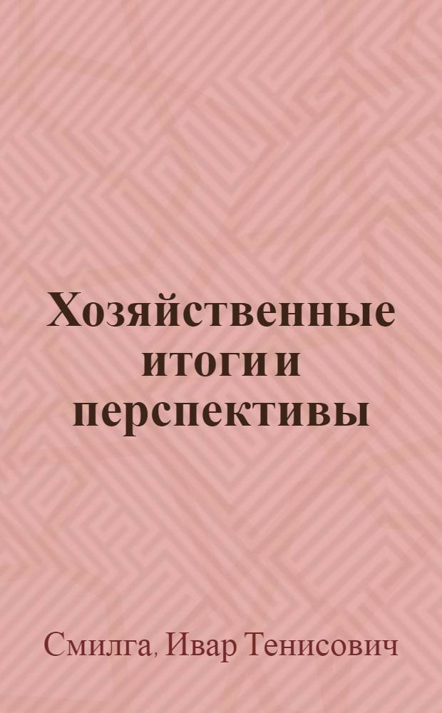 Хозяйственные итоги и перспективы