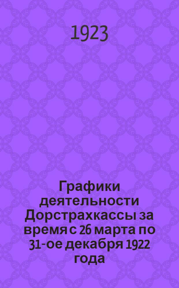 Графики деятельности Дорстрахкассы за время с 26 марта по 31-ое декабря 1922 года : К отчету о деятельности Дорпрофсожа Зап. ж. д. за 1922 г